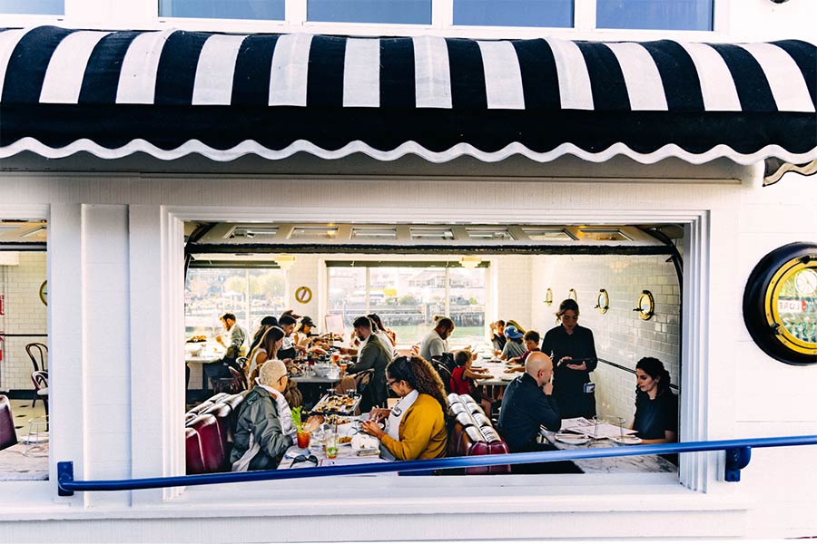 Exterior photo of diners at Crab House at Pier 39
