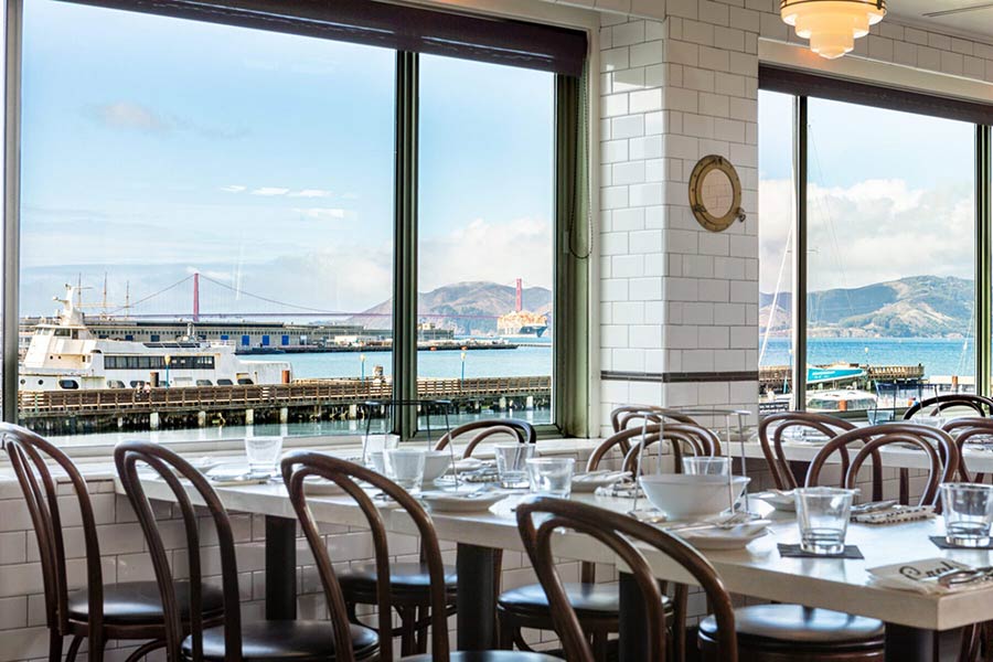 The Golden Gate room at Crab House for large group dining in San Francisco