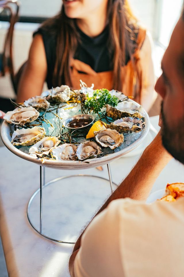 Closeup of oysters