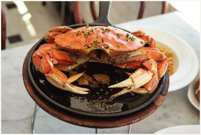 Whole Dungeness Crab on a skillet