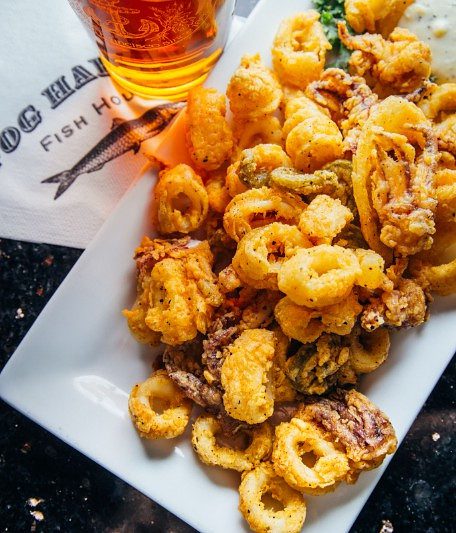 Plate of crispy calamari