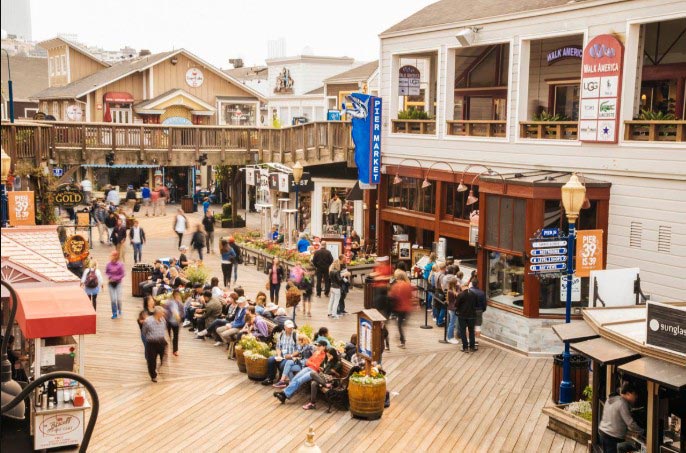 Crowd of people at Fisherman’s Wharf